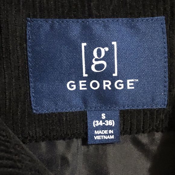 GEORGE Men Full Zip Corduroy Work Jacket Size S Black NEW - Picture 6 of 9